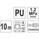 Yato YT-24208 pneumatikus spiráltömlő gyorscsatlakozóval 8x12 mm PU - 10 m