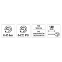 Yato YT-24301 keréknyomásmérő tehergépkocsikhoz 0-15 bar