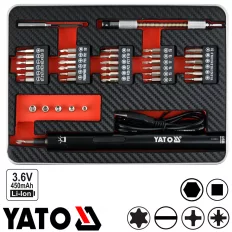   Yato YT-27930 akkus precíziós csavarozó és bithegy készlet 3,6 V Li-Ion, 39 részes