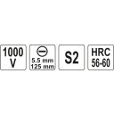 Yato YT-2818 szigetelt lapos csavarhúzó S2 acél - 5,5x125 mm (VDE 1000V)