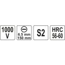 Yato YT-2819 szigetelt lapos csavarhúzó S2 acél - 6,5x150 mm (VDE 1000V)