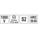 Yato YT-2820 szigetelt lapos csavarhúzó S2 acél - 8x175 mm (VDE 1000V)