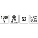 Yato YT-28245 szigetelt csavarhúzó S2 acél - PZ0x60 mm (VDE 1000V)
