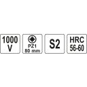 Yato YT-2825 szigetelt csavarhúzó S2 acél - PZ1x80 mm (VDE 1000V)