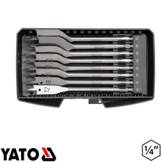   Yato YT-3259 lapos fafúrószár készlet, 1/4" bit, 8 db - 12-32 mm x152 mm (műanyag dobozban)