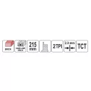 Yato YT-33960 szablyafűrészlap falazóanyaghoz, karbid fogak 215x2,0 mm (2 Tpi) 