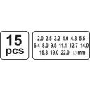 Yato YT-3591 bőrlyukasztó készlet, 15 részes (2-22 mm)