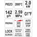 Yato YT-36715 gázégő pisztoly, piezo 2,0 kW 2800°C