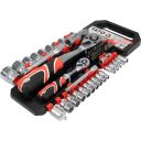 Yato YT-38680 dugókulcs készlet 1/4"+1/2" CrV, 51 részes