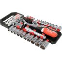 Yato YT-38680 dugókulcs készlet 1/4"+1/2" CrV, 51 részes