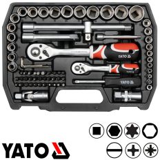   Yato YT-38782 dugókulcs készlet 1/4" + 1/2" CrV 4-27 mm, 72 részes