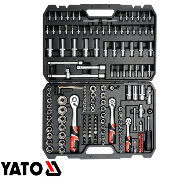 Yato YT-38931 dugókulcs készlet 1/4"+3/8"+1/2" CrV 4-32 mm (173 részes)