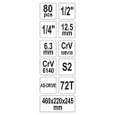Yato YT-38951 szerszám és dugókulcs készlet CrV-S2 - 80 db (acél szerszámosláda)