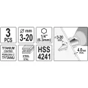 Yato YT-44731 lépcsős fúró készlet HSS-TiN, 3 részes - 1/4" bit befogás (3-12, 4-12, 4-20 mm)