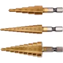 Yato YT-44731 lépcsős fúró készlet HSS-TiN, 3 részes - 1/4" bit befogás (3-12, 4-12, 4-20 mm)