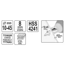 Yato YT-44742 lépcsős fúró HSS-TiN, 10-45 mm