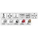 Yato YT-44789 univerzális fúrószár készlet 4-10 mm - 1/4" hex (5 darab)