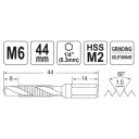 Yato YT-44843 kombinált gépi fúró-menetfúró HSS-M2 (1/4" hex) - M6