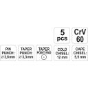 Yato YT-4695 véső és pontozó készlet CrV60, 5 részes