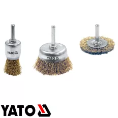   Yato YT-4755 csapos fazékkefe és körkefe készlet, 3 részes acél