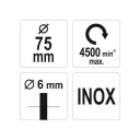 Yato YT-47568 körkefe, csapos 75 mm inox