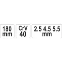 Yato YT-4927 hajtókar csőkulcshoz, CrV - 2.5-4.5-5.5 mm