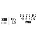 Yato YT-4928 hajtókar csőkulcshoz, CrV - 6.5-12.5 mm