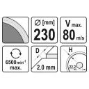 Yato YT-59975 gyémánttárcsa (folyamatos élű) (burkolóanyag), Ø 230x2.0x22.2 mm