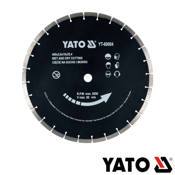 Yato YT-60004 univerzális gyémánttárcsa (szegmentált) (építőanyag), Ø 400x3.6x25.4 mm