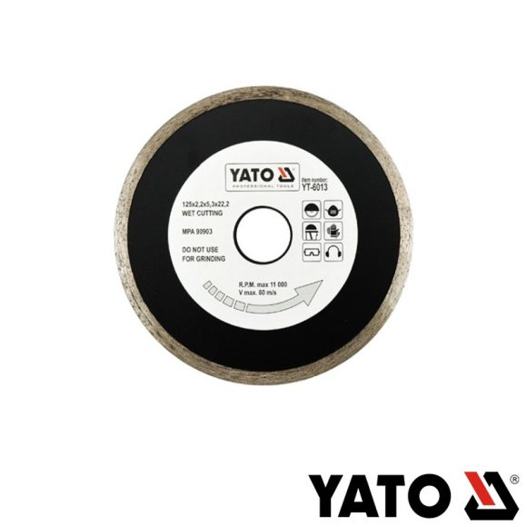 Yato YT-6013 gyémánttárcsa (folyamatos élű) (burkolóanyag), Ø 125x2.2x22.2 mm