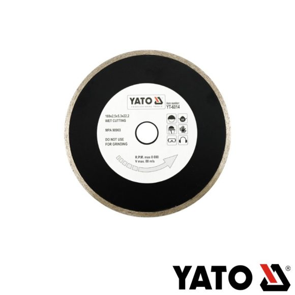 Yato YT-6014 gyémánttárcsa (folyamatos élű) (burkolóanyag), Ø 180x2.5x22.2 mm