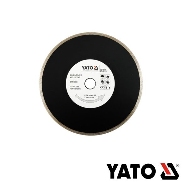 Yato YT-6015 gyémánttárcsa (folyamatos élű) (burkolóanyag), Ø 230x2.7x22.2 mm