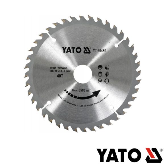 Yato YT-60489 körfűrészlap (fa), Ø 190x3.2/2.2x30.0 mm, 40T