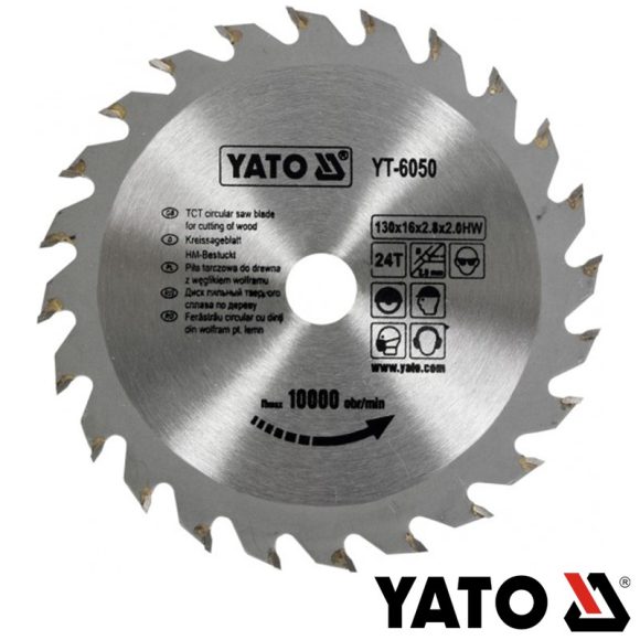 Yato YT-6050 körfűrészlap (fa), Ø 130x2.0/2.8x16.0 mm, 24T