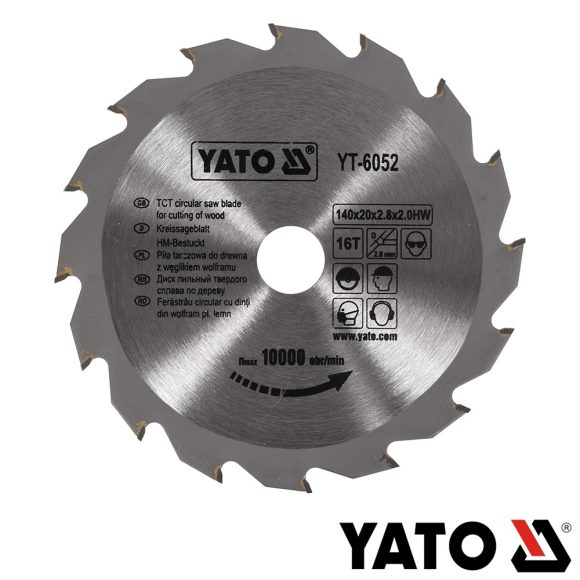 Yato YT-6052 körfűrészlap (fa), Ø 140x2.0/2.8x20.0 mm, 16T