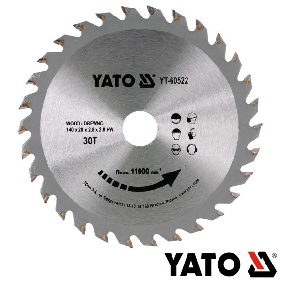 Yato YT-60522 körfűrészlap (fa), Ø 140x2.8/2.0x20.0 mm, 30T