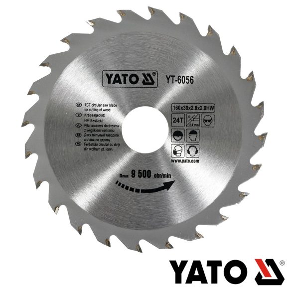 Yato YT-6056 körfűrészlap (fa), Ø 160x2.8/2.0x30.0 mm, 24T