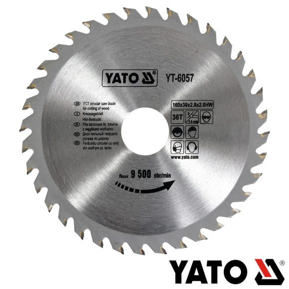 Yato YT-6057 körfűrészlap (fa), Ø 160x2.8/2.0x30.0 mm, 36T