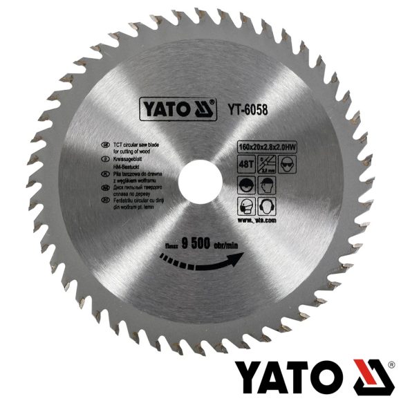 Yato YT-6058 körfűrészlap (fa), Ø 160x2.8/2.0x20.0 mm, 48T