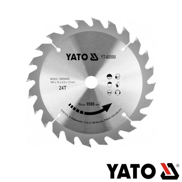 Yato YT-60590 körfűrészlap (fa), Ø 165x2.2/1.5x16.0 mm, 24T