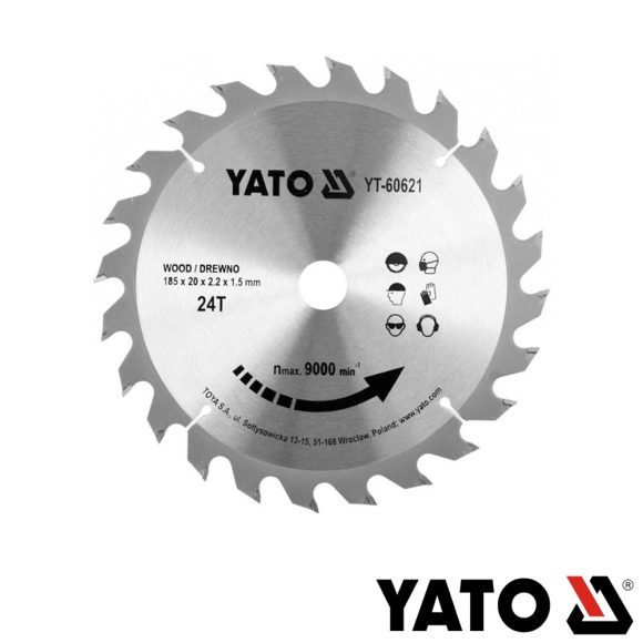 Yato YT-60621 körfűrészlap (fa), Ø 185x2.2/1.5x20.0 mm, 24T