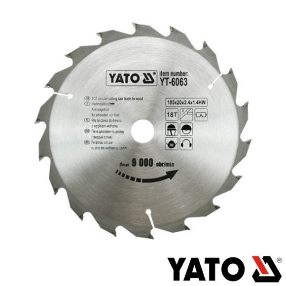 Yato YT-6063 körfűrészlap (fa), Ø 185x2.4/1.4x20.0 mm, 18T