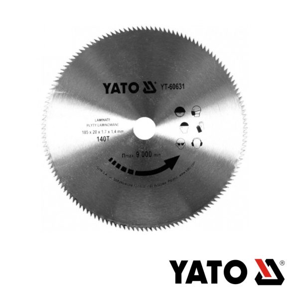 Yato YT-60631 körfűrészlap (laminált lap), Ø 185x1.7/1.4x20.0 mm, 140T