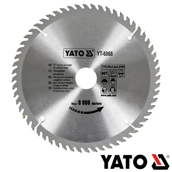 Yato YT-6068 körfűrészlap (fa), Ø 210x3.2/2.2x30.0 mm, 60T