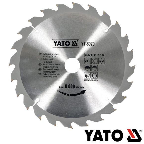 Yato YT-6070 körfűrészlap (fa), Ø 250x3.2/2.2x30.0 mm, 24T