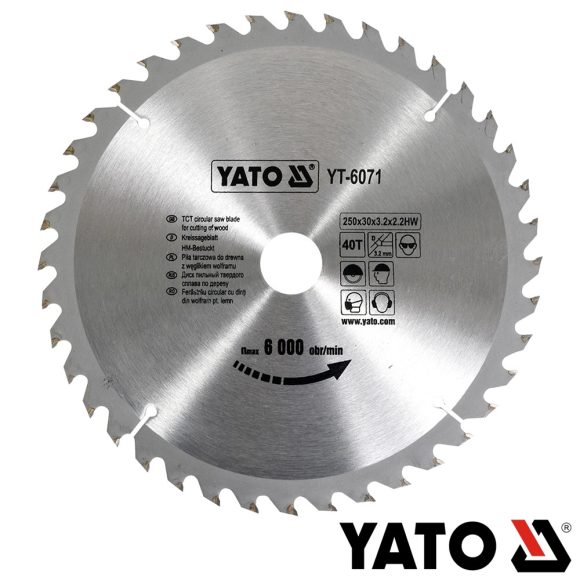 Yato YT-6071 körfűrészlap (fa), Ø 250x3.2/2.2x30.0 mm, 40T