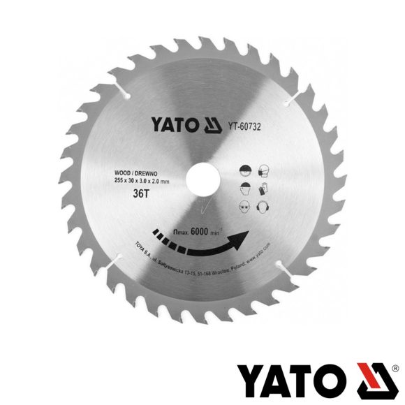 Yato YT-60732 körfűrészlap (fa), Ø 255x3.0/2.0x30.0 mm, 36T