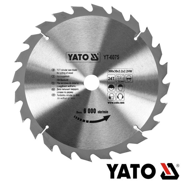 Yato YT-6075 körfűrészlap (fa), Ø 300x3.2/2.2x30.0 mm, 24T