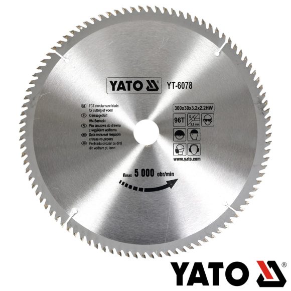 Yato YT-6078 körfűrészlap (fa), Ø300x3.2/2.2x30.0  mm, 96T