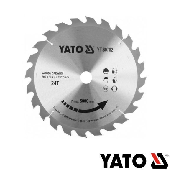 Yato YT-60782 körfűrészlap (fa), Ø 305x3.2/2.2x30.0 mm, 24T